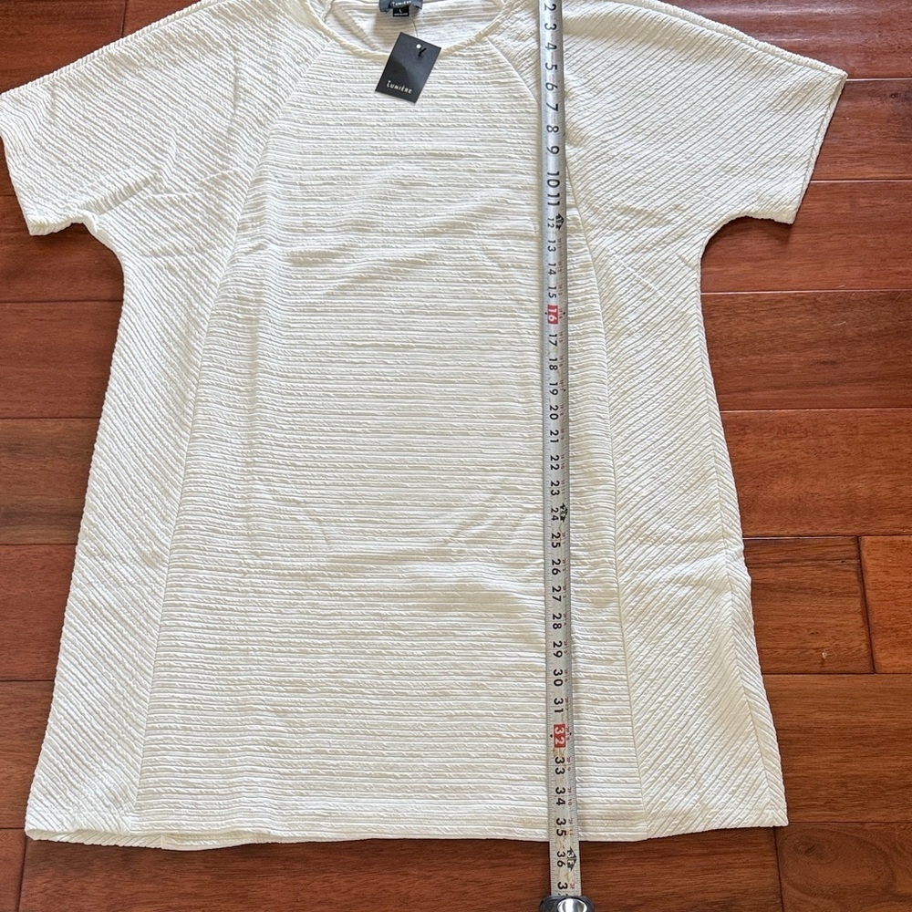NWT Lumiere Textured White Shift Dress Size Large - Picture 7 of 7